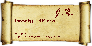 Janszky Mária névjegykártya